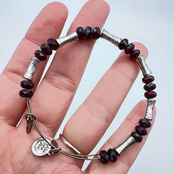 Alex and Ani Beaded Bangle Bracelet garnet - Picture 4 of 5